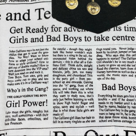 M VTG John Galliano Dior Newspaper Gazette Military Trompe L’oeil Tee Shirt - Picture 9 of 11